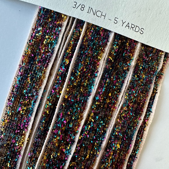 3/8 inch Multi Colored Glitter ribbon - 5 yards - Picture 2 of 2